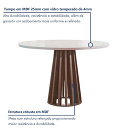 Conjunto Mesa Tampo Redondo Plus Vidro Kansas 100cm 4 Cadeiras Arizona - 2