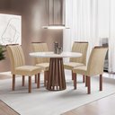 Ver imagem 1 de Conjunto Mesa Tampo Redondo Plus Vidro Kansas 100cm 4 Cadeiras Arizona