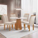 Ver imagem 1 de Conjunto Mesa Tampo Redondo Plus Vidro Kansas 100cm 4 Cadeiras Arizona
