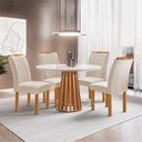 Ver imagem 1 de Conjunto Mesa Tampo Redondo Plus Vidro Kansas 100cm 4 Cadeiras Arizona