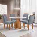 Ver imagem 2 de Conjunto Mesa Tampo Redondo Plus Vidro Kansas 100cm 4 Cadeiras Arizona