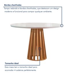 Conjunto Mesa Tampo Redondo Plus Vidro Kansas 100cm 4 Cadeiras Arizona - 4