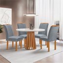 Ver imagem 1 de Conjunto Mesa Tampo Redondo Plus Vidro Kansas 100cm 4 Cadeiras Arizona