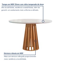 Conjunto Mesa Tampo Redondo Plus Vidro Kansas 100cm 4 Cadeiras Arizona - 2