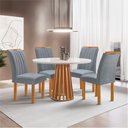 Ver imagem 1 de Conjunto Mesa Tampo Redondo Plus Vidro Kansas 100cm 4 Cadeiras Arizona