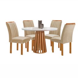 Conjunto Mesa Tampo Redondo Plus Vidro Kansas 100cm 4 Cadeiras Arizona - 14