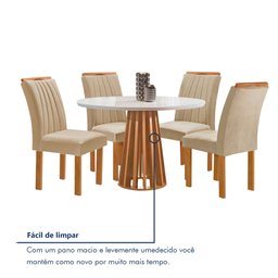 Conjunto Mesa Tampo Redondo Plus Vidro Kansas 100cm 4 Cadeiras Arizona - 8