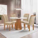 Ver imagem 1 de Conjunto Mesa Tampo Redondo Plus Vidro Kansas 100cm 4 Cadeiras Arizona