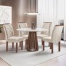 Conjunto Mesa Tampo Redondo Plus Vidro Kansas 100cm 4 Cadeiras Arthus - 1