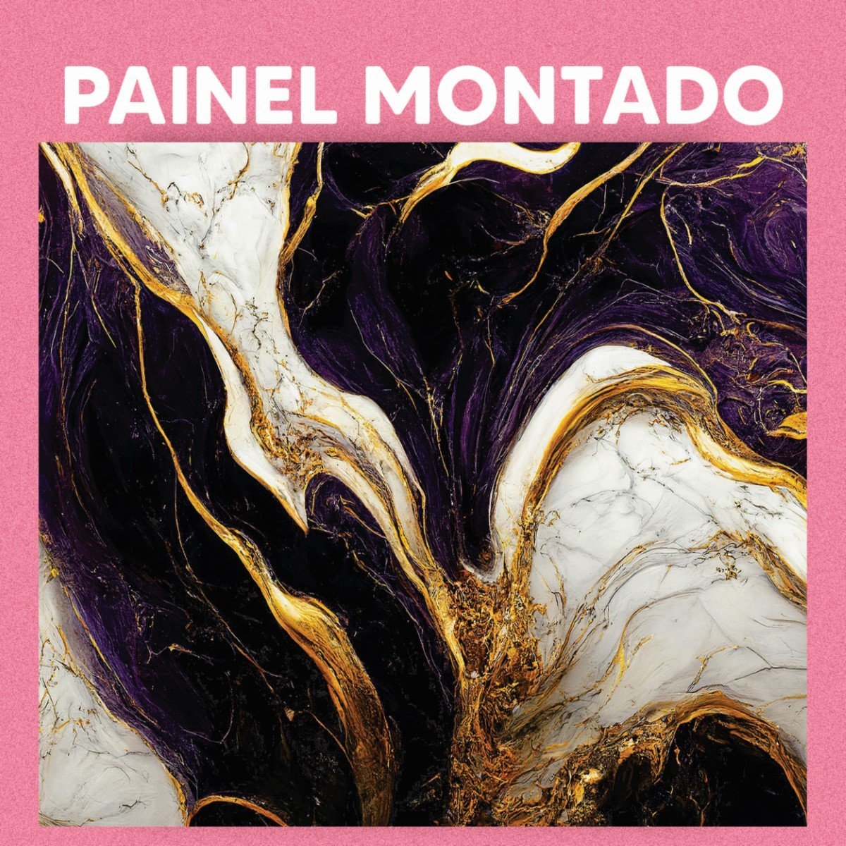 Papel de Parede Painel 3D Mármore Branco Ouro Roxo 2,5M Revestimento Auto Colante Brilho Marmorizado - 2