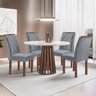 Conjunto Mesa Tampo Redondo Plus Vidro Kansas 100cm 4 Cadeiras Arthus - 1