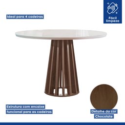 Conjunto Mesa Tampo Redondo Plus Vidro Kansas 100cm 4 Cadeiras Arthus - 3