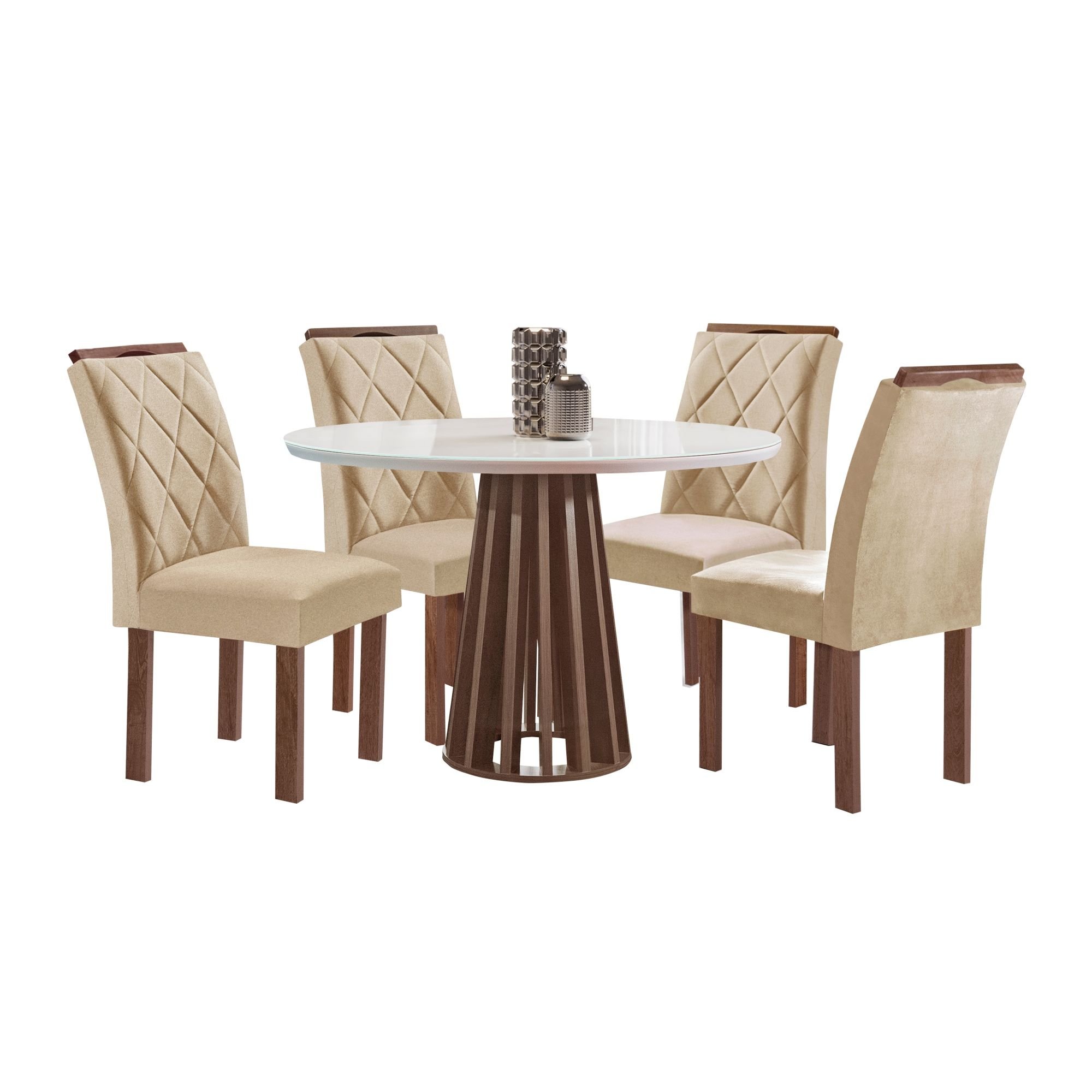 Conjunto Mesa Tampo Redondo Plus Vidro Kansas 100cm 4 Cadeiras Arthus - 11