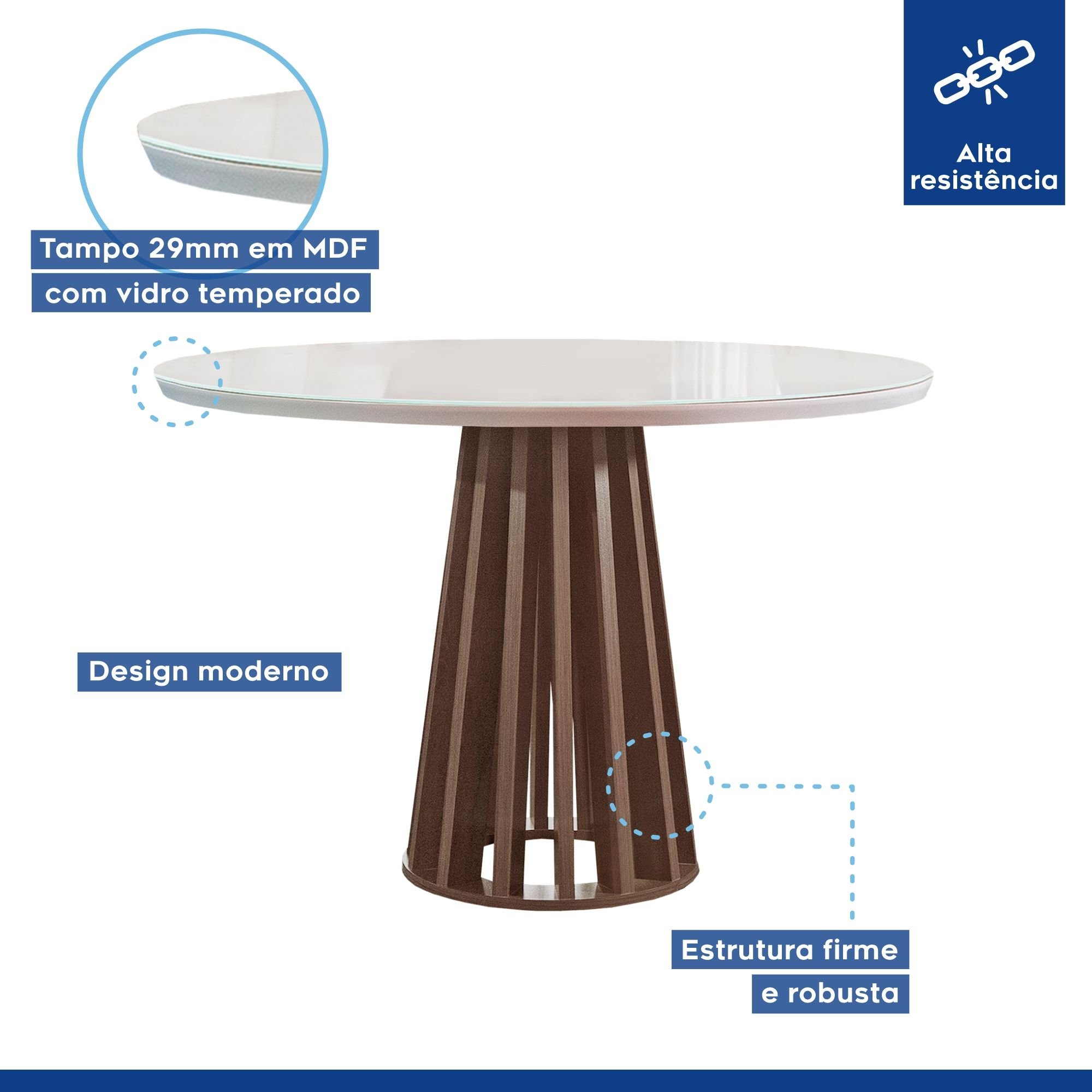 Conjunto Mesa Tampo Redondo Plus Vidro Kansas 100cm 4 Cadeiras Arthus - 2