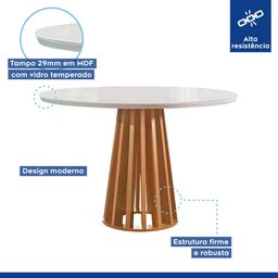Conjunto Mesa Tampo Redondo Plus Vidro Kansas 100cm 4 Cadeiras Arthus - 2