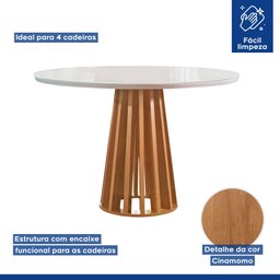 Conjunto Mesa Tampo Redondo Plus Vidro Kansas 100cm 4 Cadeiras Arthus - 3
