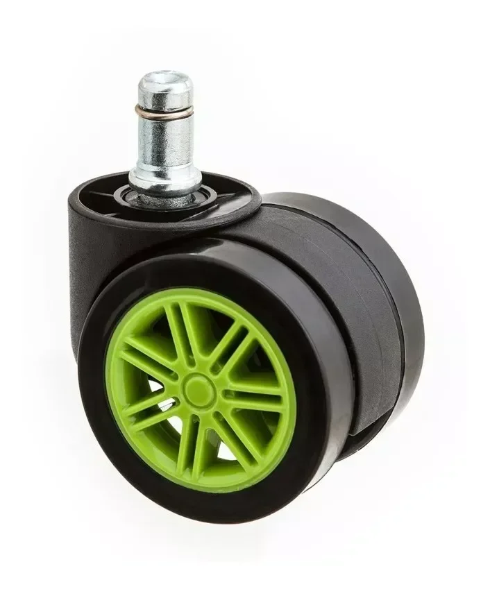 Kit 5 Rodinhas 55mm P/ Cadeira Gamer Anti-risco Silicone/pu:verde - 1