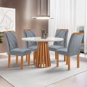 Ver imagem 1 de Conjunto Mesa Tampo Redondo Plus Vidro Kansas 100cm 4 Cadeiras Arthus