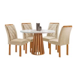 Conjunto Mesa Tampo Redondo Plus Vidro Kansas 100cm 4 Cadeiras Arthus - 11