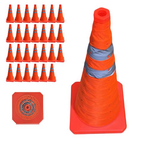 Cone Retratil Kit 27 Uni Portatil Sinalizaçao Obra Trafego Baliza Aviso Alerta Segurança Estrada Rua
