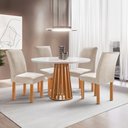 Ver imagem 1 de Conjunto Mesa Tampo Redondo Pluis Vidro Kansas 100cm 4 Cadeiras Canela