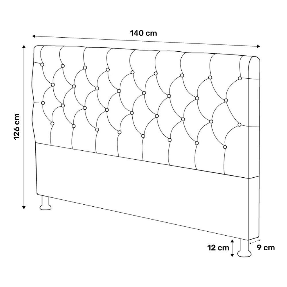 Cabeceira Cama Box Casal Lylla 140cm Capitonê com Frame Suede Cinza - Abmaza - 4