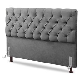 Cabeceira Cama Box Casal Lylla 140cm Capitonê com Frame Suede Cinza - Abmaza - 1