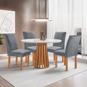 Ver imagem 1 de Conjunto Mesa Tampo Redondo Pluis Vidro Kansas 100cm 4 Cadeiras Canela