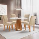 Ver imagem 1 de Conjunto Mesa Tampo Redondo Pluis Vidro Kansas 100cm 4 Cadeiras Canela