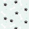 Papel de Parede Adesivo Patinhas de Cachorro Animais Ossos Preto Branco Fundo Verde Claro Suave - Ss - 1