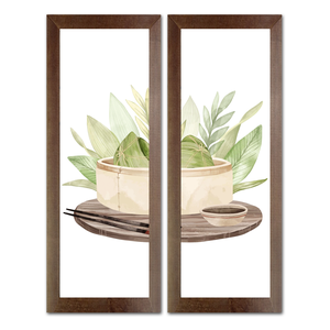 Kit 2 Quadros Decorativos para Cozinha Área Goumet Kitnet Ervas Temperos Frutas 60cm