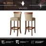 Cadeira para bancada banco alto de madeira bar cozinha americana encosto estofado Valios Banqueta - 5