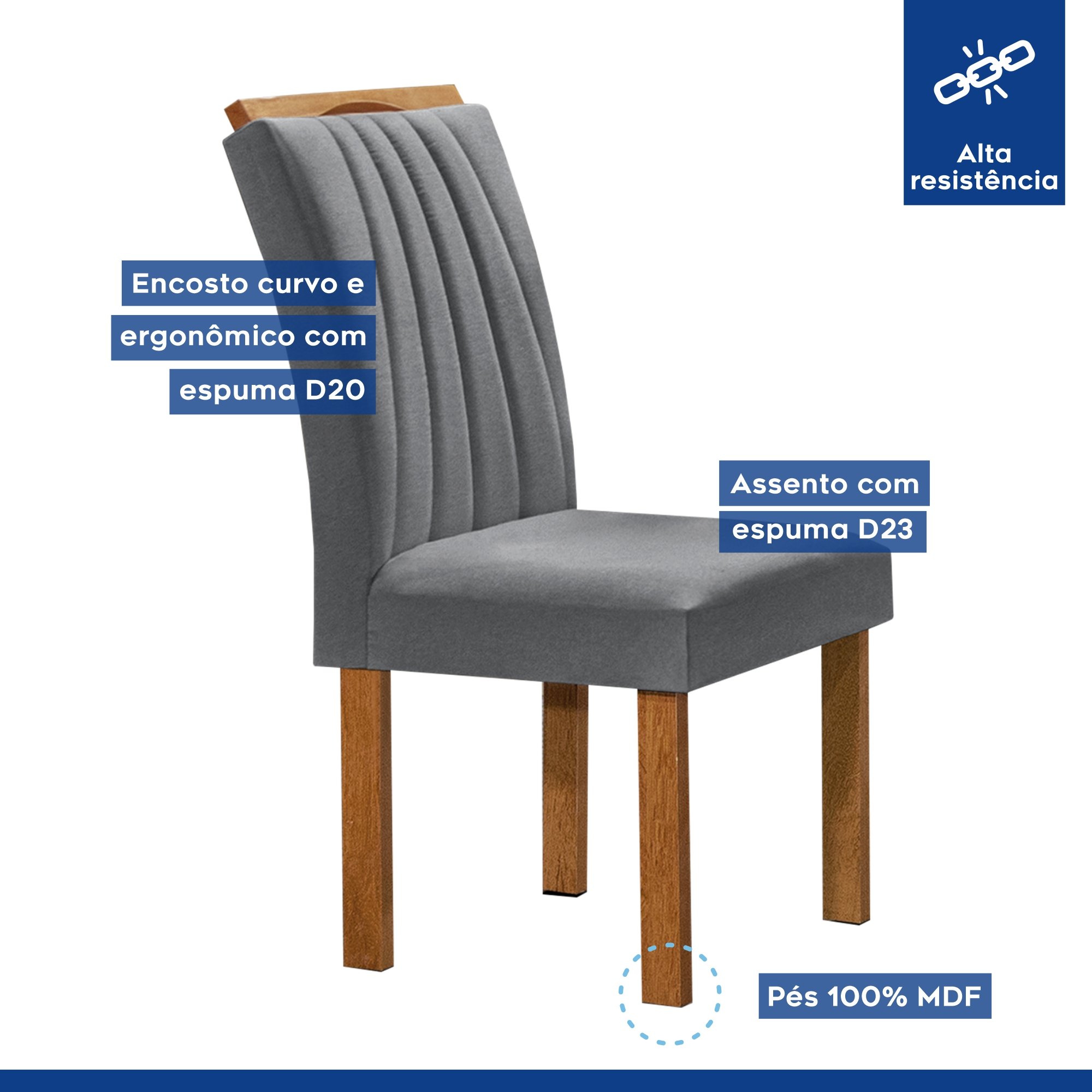 Conjunto Mesa Tampo Slim Plus Vidro Kansas 100cm 4 Cadeiras Arizona - 5