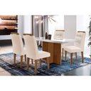 Ver imagem 1 de Sala de Jantar Completa Berlim C- Tampo Madeirado Vidro Canto Curvo 120x80cm e 4 Cadeiras Imperatriz