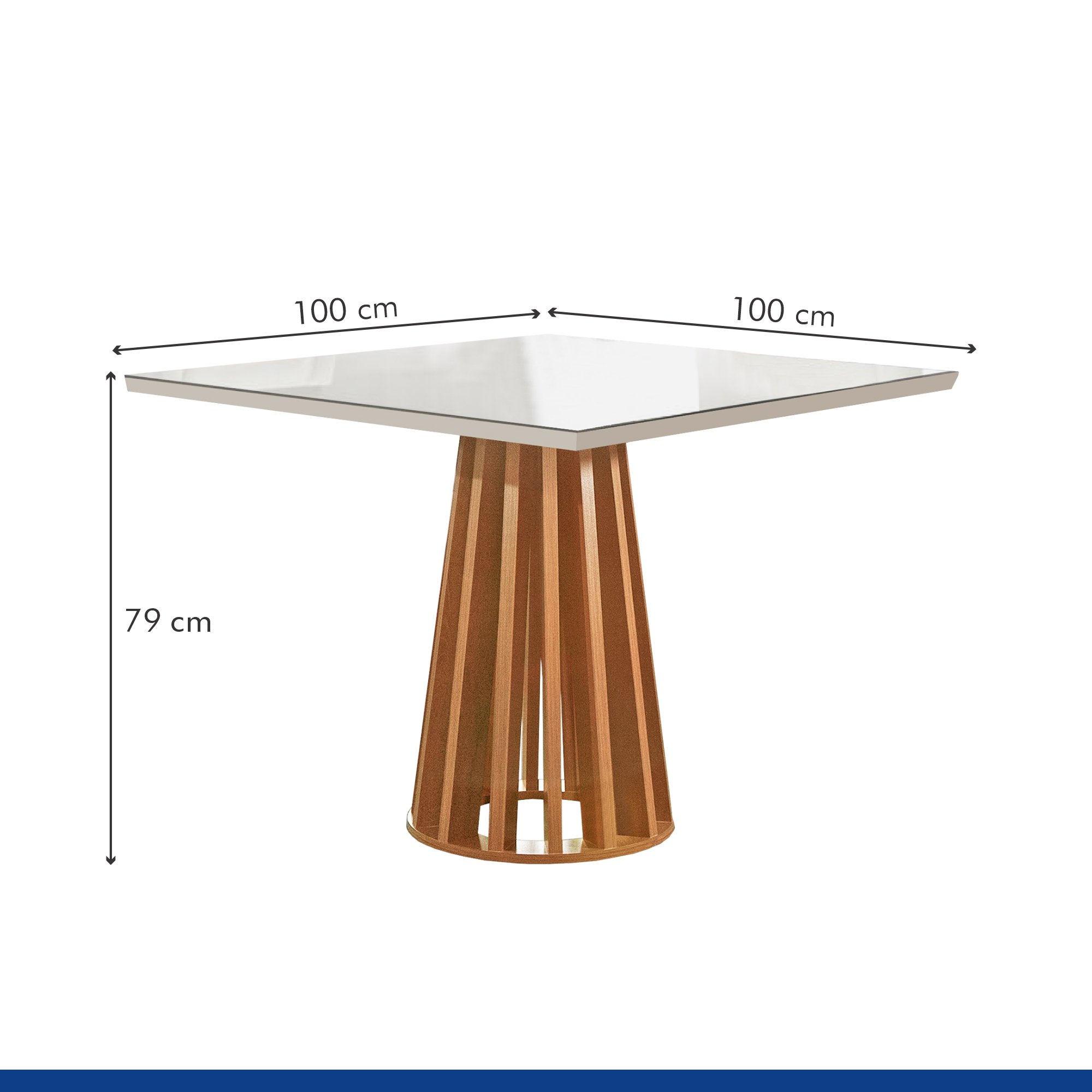 Conjunto Mesa Tampo Slim Plus Vidro Kansas 100cmx100cm 4 Cadeiras Arthus - 8