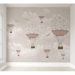 Papel de Parede Balãozinho Menina Infantil Rosa para Quarto de Bebê M² Vr56 - 1