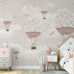 Papel de Parede Balãozinho Menina Infantil Rosa para Quarto de Bebê M² Vr56 - 4