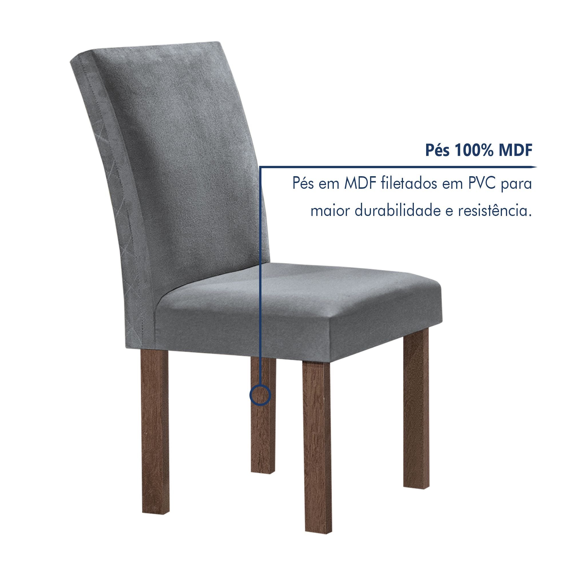 Conjunto Mesa Tampo Slim Plus Vidro Kansas 100cmx100cm 4 Cadeiras Canela - 5