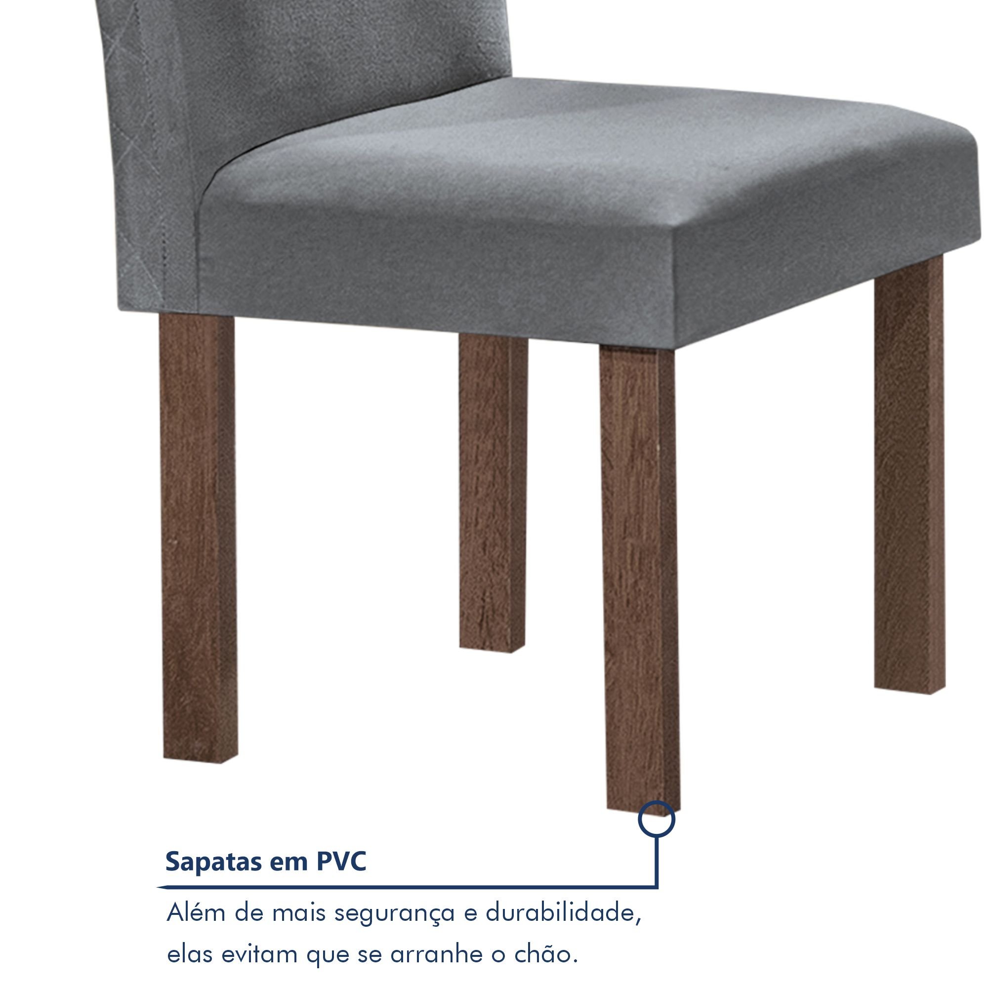 Conjunto Mesa Tampo Slim Plus Vidro Kansas 100cmx100cm 4 Cadeiras Canela - 7