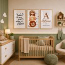 Ver imagem 1 de Kit Quadros Infantil com Nome - Jesus Pastor:20x30/Moldura Mel Vidro Acrílico