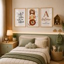 Ver imagem 2 de Kit Quadros Infantil com Nome - Jesus Pastor:20x30/Moldura Mel Vidro Acrílico