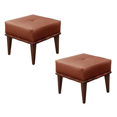 Conjunto - 2 Puffs Banqueta Noé Luxo Castellar Móbile Linho Terracota