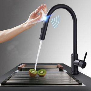 Torneira Cozinha Gourmet Misturador Sensor Toque 6804p Preta Luuk Young