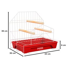 Poleiro para Calopsita Playground com Bandeja Plástica - Vermelho - 2