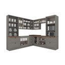 Ver imagem 4 de Cozinha Completa Amy 14 Portas 7 Gavetas MDF Cinza com Natural Casa 812