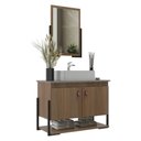 Ver imagem 1 de Gabinete Banheiro 60cm 2 Portas com Cuba e Espelheira Multimóveis CR10106 Noce/Cimento