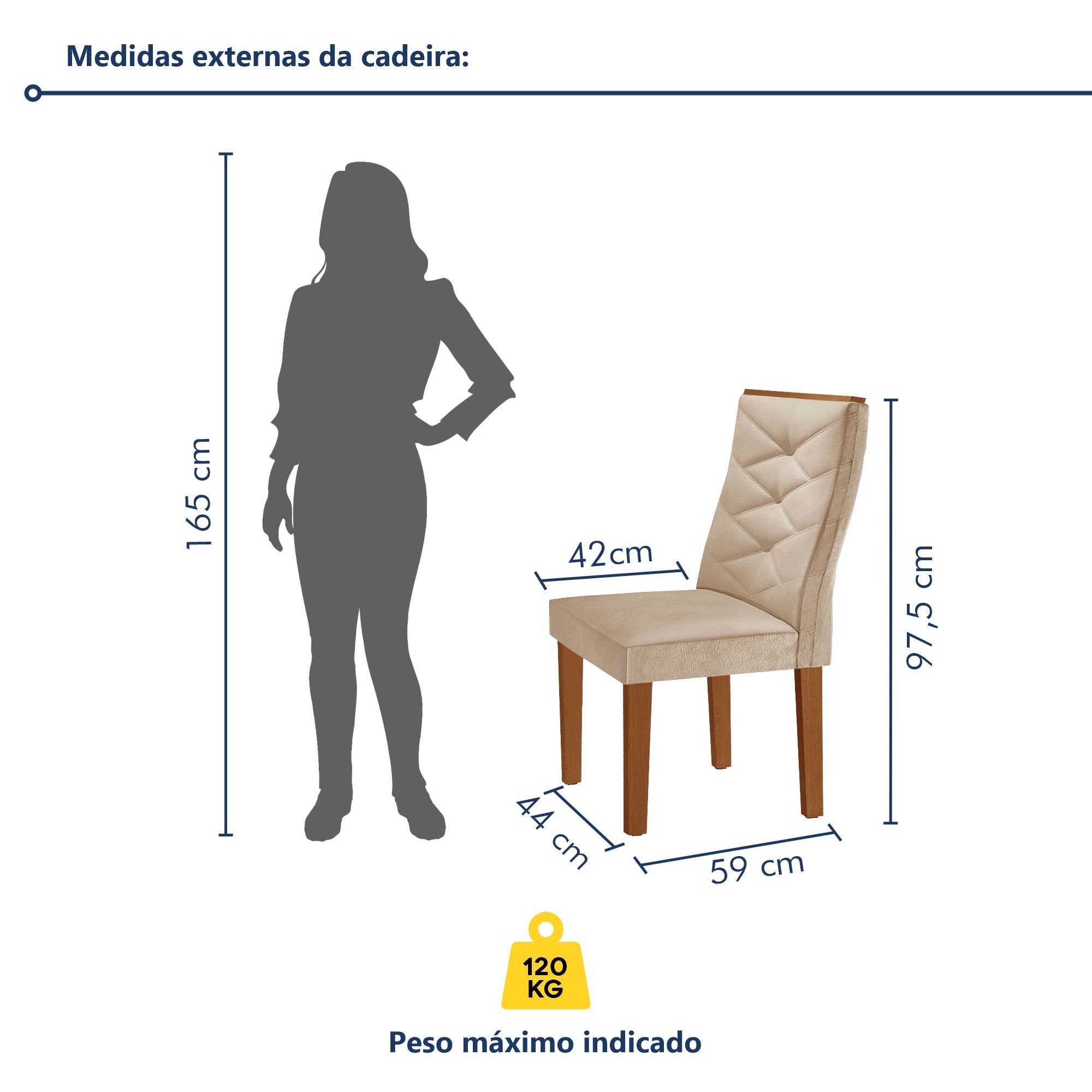 Conjunto Mesa Redonda com Vidro e 6 Cadeiras Tampo 120cmx120cm Barcelona Yescasa - 10