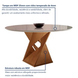 Conjunto Mesa Redonda com Vidro e 6 Cadeiras Tampo 120cmx120cm Barcelona Yescasa - 2