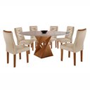 Ver imagem 2 de Conjunto Mesa Redonda com Vidro e 6 Cadeiras Tampo 120CMX120CM Barcelona Yescasa