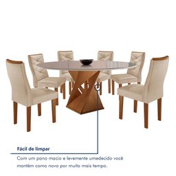 Conjunto Mesa Redonda com Vidro e 6 Cadeiras Tampo 120cmx120cm Barcelona Yescasa - 8